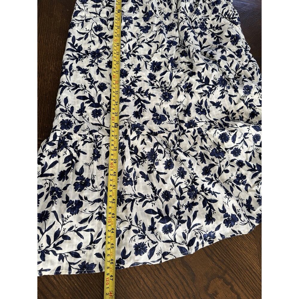 Old Navy Dress Womens L White Blue Floral Boho Long Sleeve Maxi Peasant - Picture 7 of 8